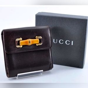 GUCCI Bamboo KISSLOCK designed by TOM FORD for GUCCI! LEATHER WALLET HARDWARE